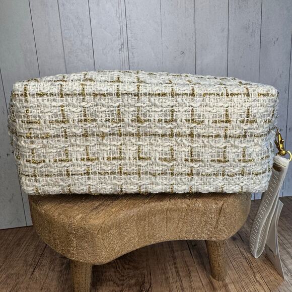 Tweed Pouch with Removable Wristlet Strap Neutral Bag NEW FAST SHIP - Picture 3 of 8